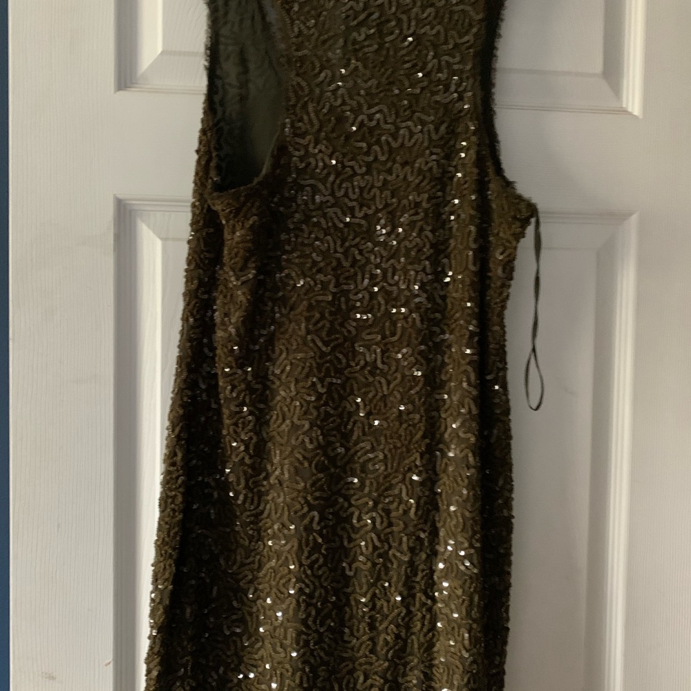Olive green Alice and Olivia minidress with beading! - Picture 4 of 5